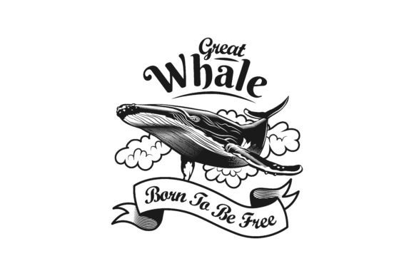 Download Trendy Great Whale Emblem. Black and Whi - Trendy Collection