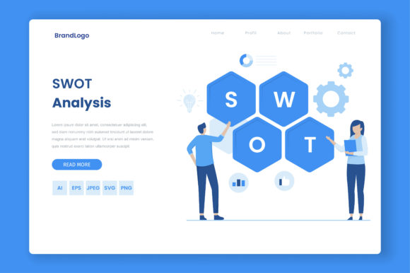 Download SWOT Analysis Flat Vector Landing Page - Swot analysis Collection