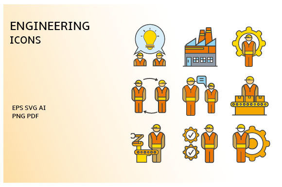 Download Engineering and Manufacturing Icons Set - Manufacturing Collection