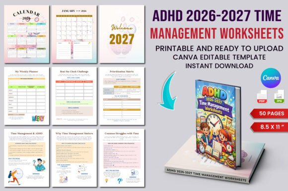 Download ADHD Time Management Planner (2026–2027) - Premium Resources